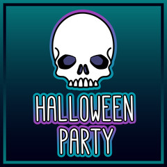 Skull and inscription "Halloween party". It can be used for poster, concert ticket, sticker and other promo materials. Vector image.