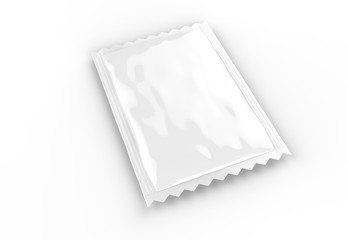 White blank foil or plastic sachet packaging for Coffee, Salt, Sugar, species, shampoo. Template For Mock up Your Design. 3d render illustration.