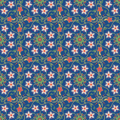 Bright rainbow seamless floral pattern, versatile background for textiles, packaging, paper, fabric