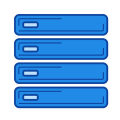 Obraz premium Database vector line icon isolated on white background. Database line icon for infographic, website or app. Blue icon designed on a grid system.