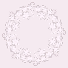 Fototapeta premium delicate pink wedding wreath of flowers, round frame for design
