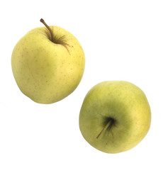 Green apples on a white background