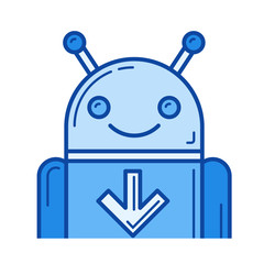 Download mobile app vector line icon isolated on white background. Download mobile app line icon for infographic, website or app. Blue icon designed on a grid system.