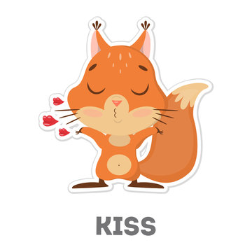 Isolated kissing squirrel.