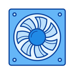 Computer cooler vector line icon isolated on white background. Computer cooler line icon for infographic, website or app. Blue icon designed on a grid system.