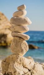 White Stone stacked together in Greece sea
