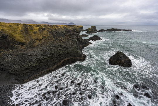 Scenic view of rocky coastline