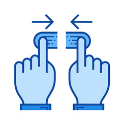 Two hand unpinch vector line icon isolated on white background. Two hand unpinch line icon for infographic, website or app. Blue icon designed on a grid system.