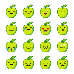Set Emotions Apple. Vector style smile icons. 