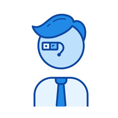 Virtual reality headset vector line icon isolated on white background. Virtual reality headset line icon for infographic, website or app. Blue icon designed on a grid system.