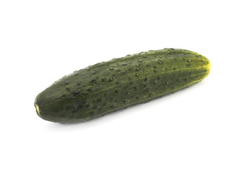 Green cucumbers on a white background