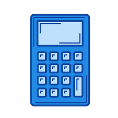 Calculator vector line icon isolated on white background. Calculator line icon for infographic, website or app. Blue icon designed on a grid system.