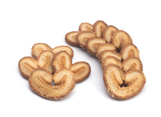 Biscuits with sugar on white background