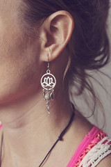 Beautiful earrings with lotus and ethno beads