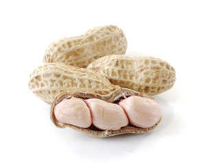 peanuts close up isolated on white background