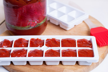 Frozen tomato juice cubes