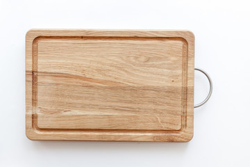 wooden cutting board on white background