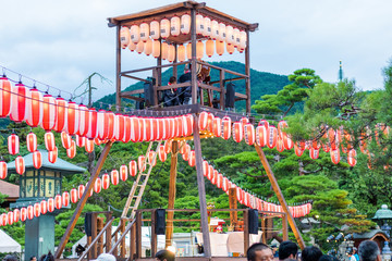 Nagano, Japan - ‎August 15 , 2017 :  People celebrating  Bon-Odori festival in Zenkoji temple...