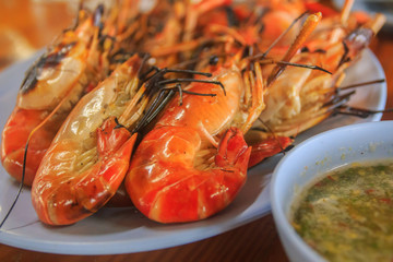 Grilled shrimp in a plate.