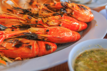 Grilled shrimp in a plate.