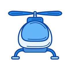 Helicopter vector line icon isolated on white background. Helicopter line icon for infographic, website or app. Blue icon designed on a grid system.