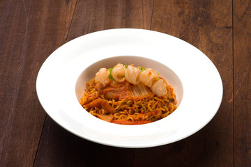korean kimchi squid ramen