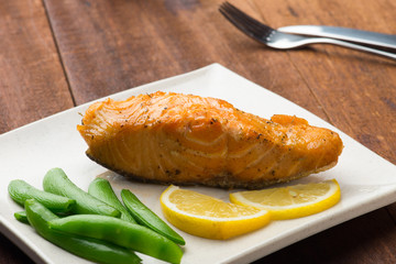 Delicious salmon steak