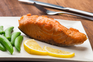 Delicious salmon steak