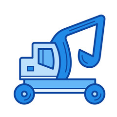 Skid steer loader vector line icon isolated on white background. Skid steer loader line icon for infographic, website or app. Blue icon designed on a grid system.