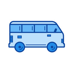 Minivan vector line icon isolated on white background. Minivan line icon for infographic, website or app. Blue icon designed on a grid system.
