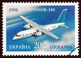 Antonov-140 aircraft (Ukraine 1998) - obrazy, fototapety, plakaty