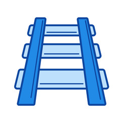 Railroad track vector line icon isolated on white background. Railroad track line icon for infographic, website or app. Blue icon designed on a grid system.