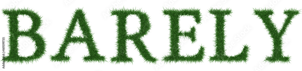 Fototapete Barely - 3D rendering fresh Grass letters isolated on whhite background.