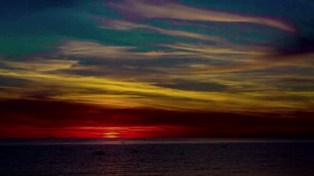 Sunset Over the Sea. Time Lapse