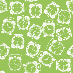Silhouettes of Clock Icon Seamless Pattern