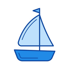 Sailing vessel vector line icon isolated on white background. Sailing vessel line icon for infographic, website or app. Blue icon designed on a grid system.