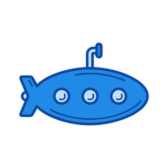 Submarine vector line icon isolated on white background. Submarine line icon for infographic, website or app. Blue icon designed on a grid system.