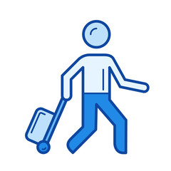 Passenger vector line icon isolated on white background. Passenger line icon for infographic, website or app. Blue icon designed on a grid system.