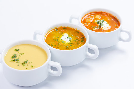 soup in the white cups