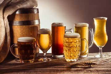 assortment of beer in glasses