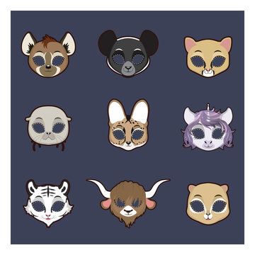 Collection of animal masks for Halloween and various festivities