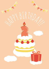 2 years old birthday card [vector]