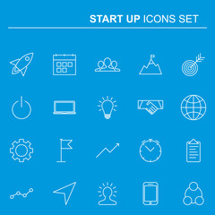 Startup and business line icons set. Vector design