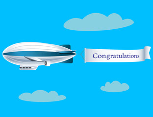 Zeppelin with text congratulations. © sashazerg