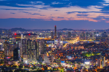 Sunset at 63 Building of Seoul City,South Korea