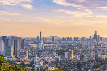 Fototapeta premium Sunset at 63 Building of Seoul City,South Korea