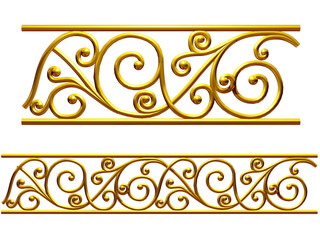 ornamental Segment for frieze, frame or border, separated on white