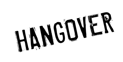 Hangover rubber stamp. Grunge design with dust scratches. Effects can be easily removed for a clean, crisp look. Color is easily changed.