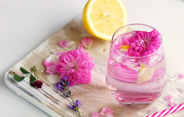 Fototapeta na wymiar Homemade rose lemonade