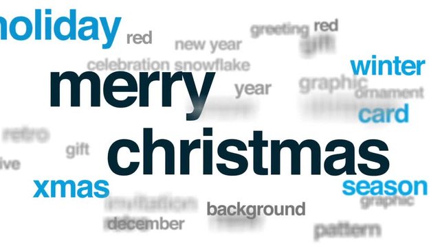 Merry Christmas animated word cloud, text design animation.